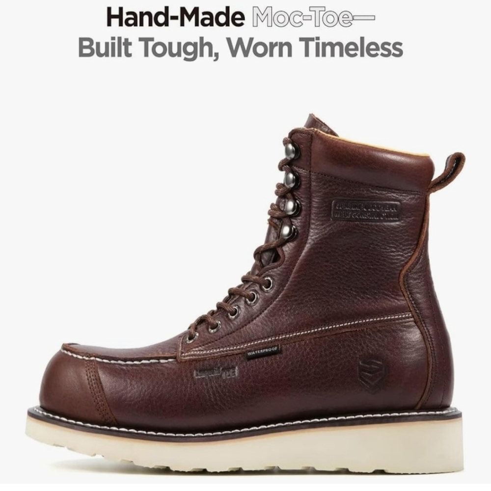NIB Genuine Leather 8" Work Safety Work Boots Composite Toe Goodyear 11 mens 😀 - Picture 2 of 11